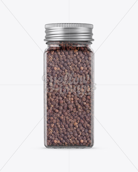 Spice Jar with Black Pepper Mockup - Front View