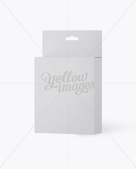 Matte Paper Box with Hang Tab Mockup - Half Side View