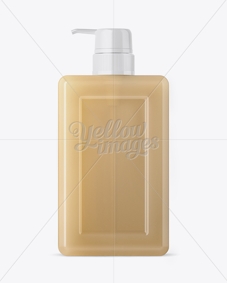 Clear Square Cosmetic Bottle with Gel Mockup