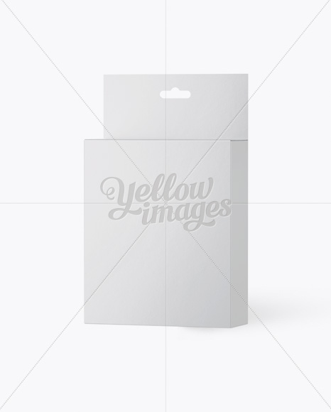 Textured Paper Box with Hang Tab Mockup - Half Side View