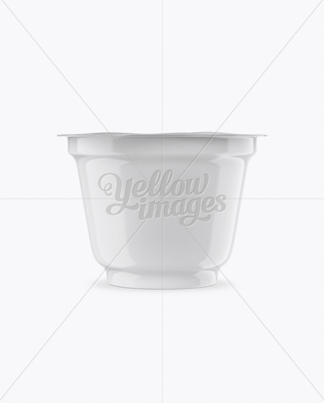 Glossy Plastic Cup with Foil Lid Mockup - Front View