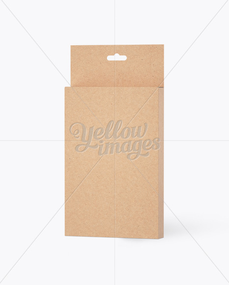 Kraft Paper Box with Hang Tab Mockup - Halfside View - Free Download