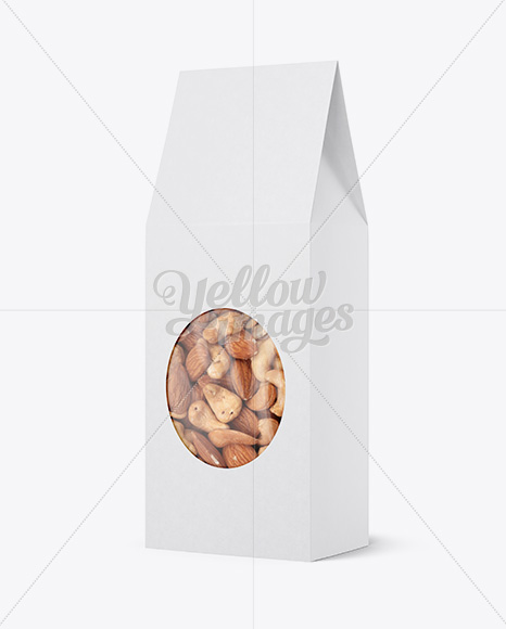 Paper Bag W/ Window Mockup - Halfside View