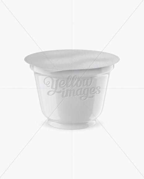 Glossy Plastic Cup with Foil Lid Mockup (High-Angle Shot)