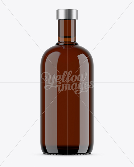 700ml Amber Glass Bottle Mockup