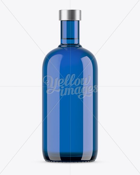 700ml Blue Glass Dry Gin Bottle Mockup