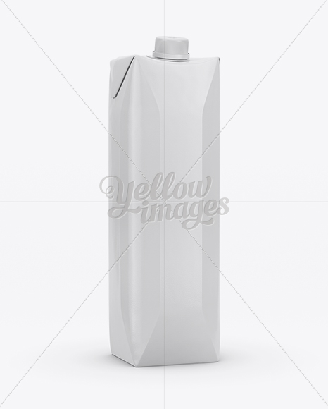 1L Glossy Carton Box Mockup - Half Side View