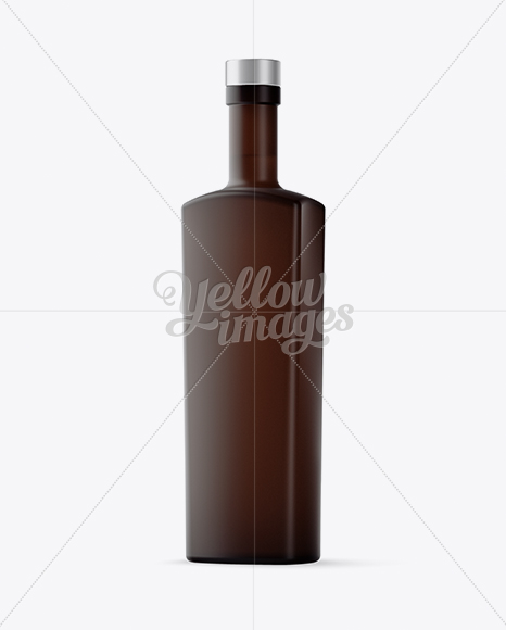 500ml Frosted Amber Glass Bottle Mockup - Half Side View