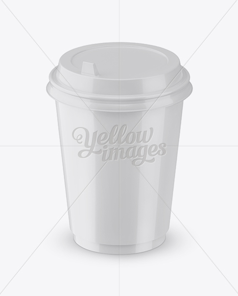 Glossy Coffee Cup Mockup (High-Angle Shot)