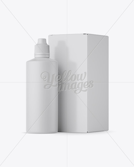 Matte Plastic Bottle With Carton Box Mockup