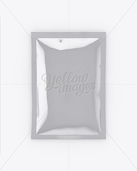 Glossy Metallic Sachet Mockup - Front View