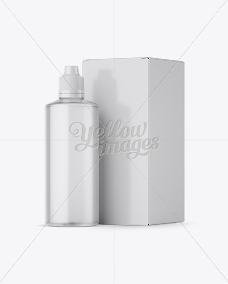 Clear Plastic Bottle With Carton Box Mockup