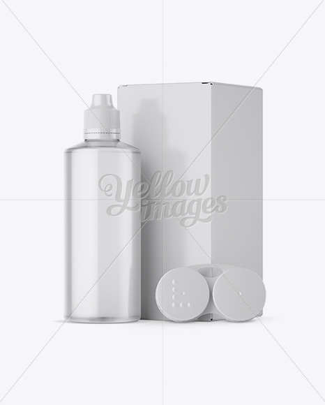 Clear Plastic Bottle With Carton Box &amp; Case Mockup