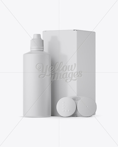 Matte Plastic Bottle With Carton Box & Case Mockup