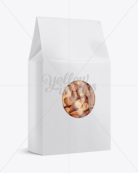 Glossy Paper Box W/ Window Mockup - Halfside View