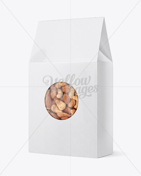 Glossy Paper Box W/ Window Mockup - Halfside View - Free Download