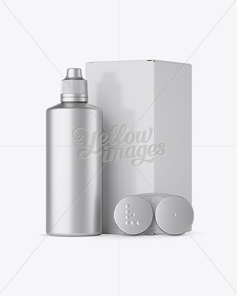 Metallic Plastic Bottle With Carton Box & Case Mockup - Free Download