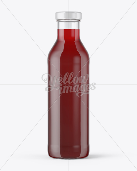 Clear Glass Bottle With Cherry Juice Mockup