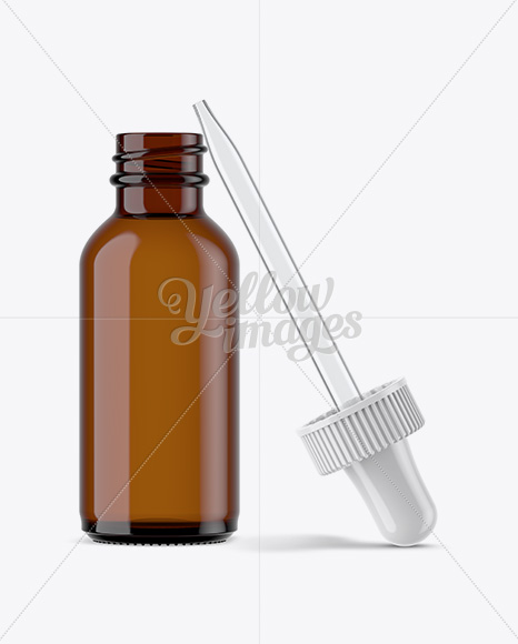 Open Amber Bottle With Dropper Mockup