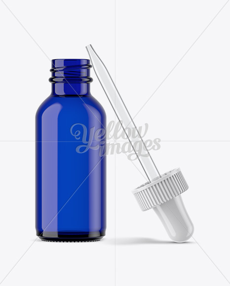 Open Blue Bottle With Dropper Mockup