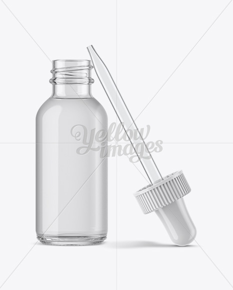 Open Clear Bottle With Dropper Mockup