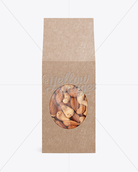 Kraft Paper Box W/ Window Mockup - Front View