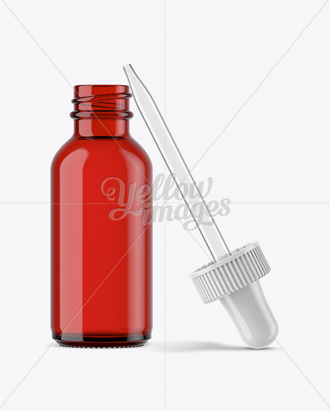 Open Red Bottle With Dropper Mockup