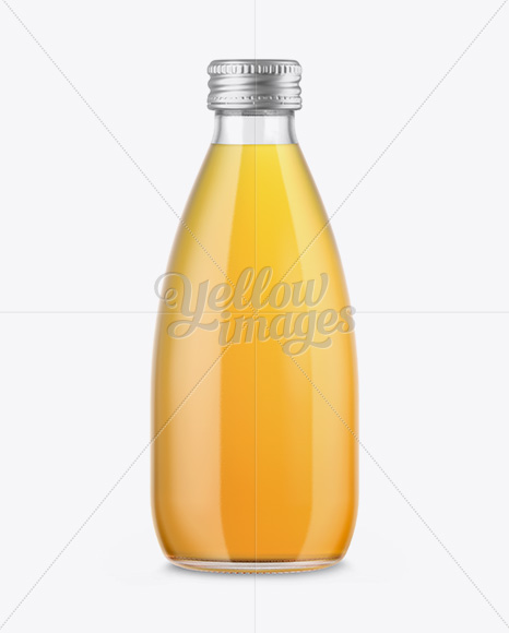 Clear Glass Bottle With Apple Juice Mockup