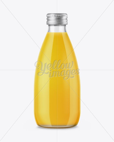 Clear Glass Bottle With Orange Juice Mockup