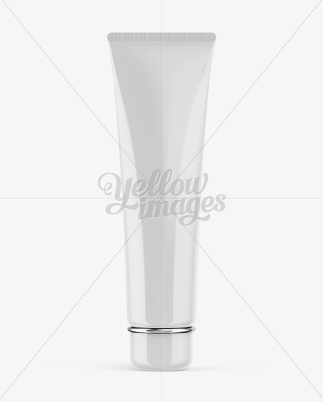 Glossy Plastic Cosmetic Tube Mockup - Front View