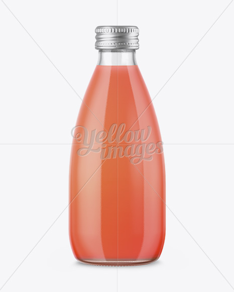 Clear Glass Bottle With Grapefruit Juice Mockup