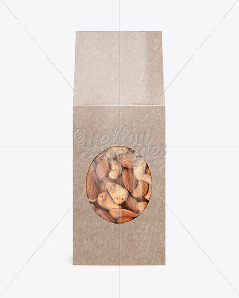 Glossy Kraft Paper Box W/ Window Mockup - Front View