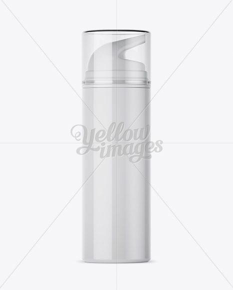 Glossy Cream Bottle with Transparent Cap Mockup - Front View