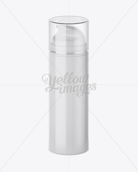 Glossy Cream Bottle with Transparent Cap Mockup - Half-Side View (High-Angle Shot)