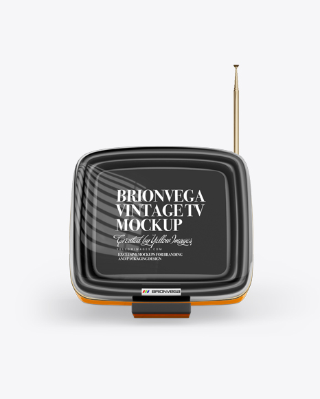 Brionvega Vintage TV Mockup - Front View - Sets+On+Yellow+Images