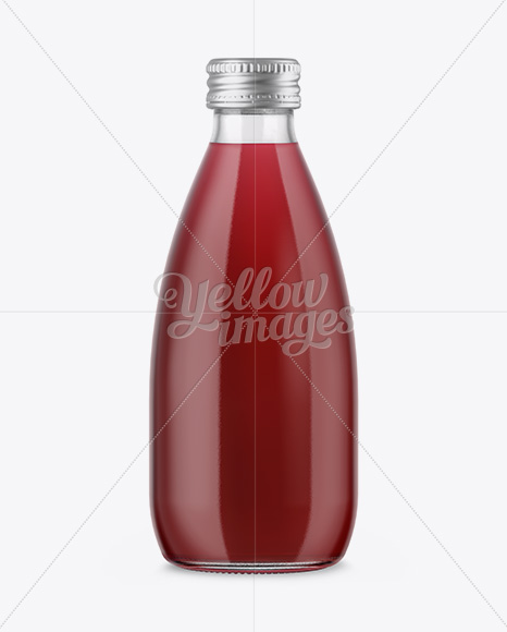 Clear Glass Bottle With Cherry Juice Mockup