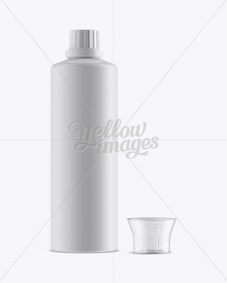 Open Matte Plastic Bottle With Measuring Cap Mockup