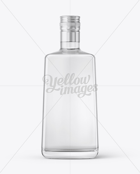 Square Clear Glass Vodka Bottle Mockup