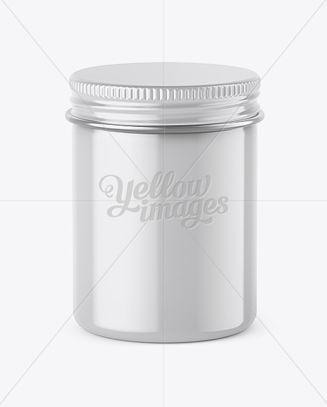 100ml Round Tin Box with Glossy Finish Mockup - High-Angle Shot