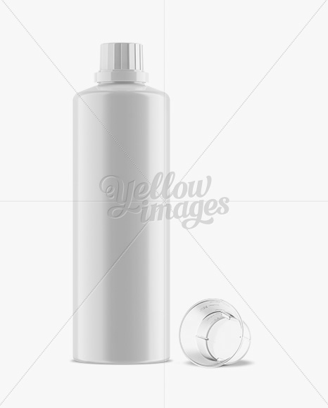 Glossy Plastic Bottle With Open Measuring Cap Mockup - Free Download