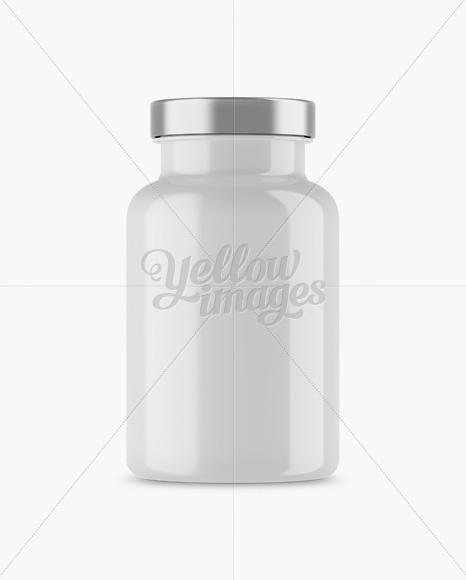 Glossy Pills Bottle With Paper Label Mockup