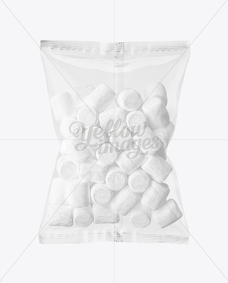 Glossy Plastic Bag W/ Marshmallows Mockup