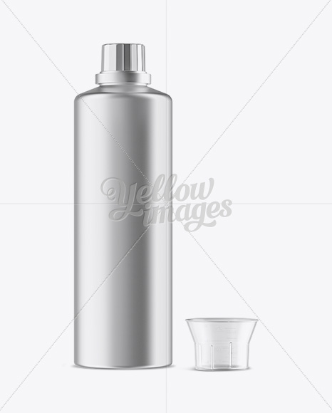 Open Metallic Plastic Bottle With Measuring Cap Mockup