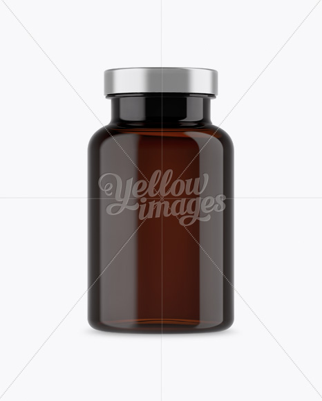 Amber Pill Bottle w/ Matte Label Mockup - Front View