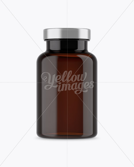 Amber Pill Bottle w/ Matte Label Mockup - Front View