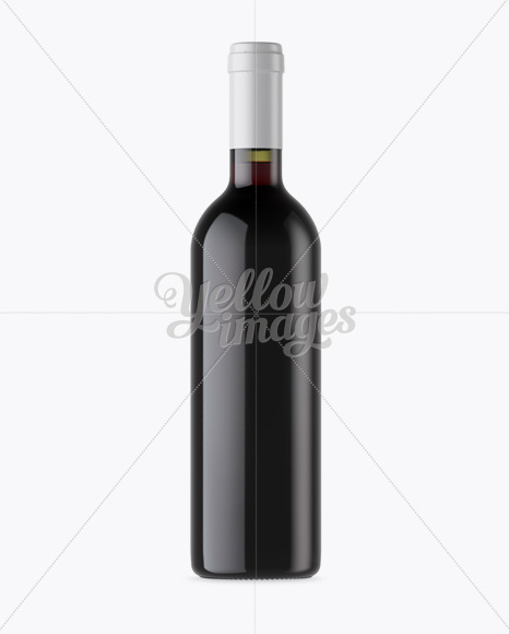 Antique Green Glass Bottle With Red Wine Mockup - Front View