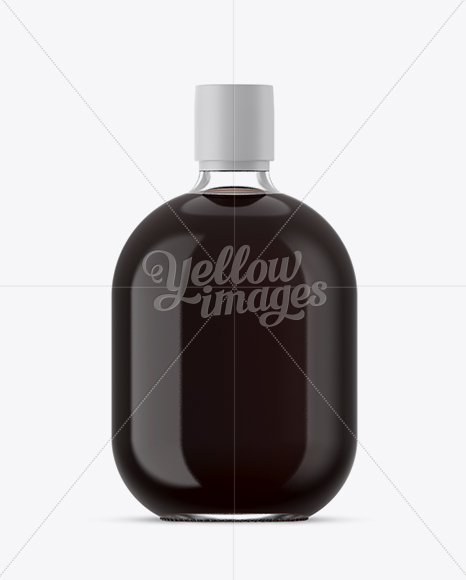 Clear Glass Bottle With Black Rum Mockup