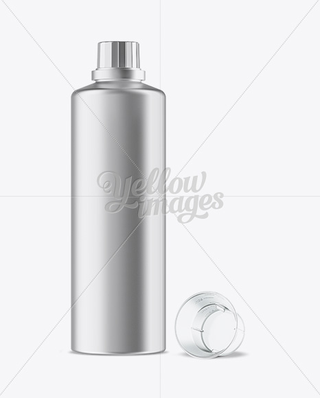 Metallic Plastic Bottle With Open Measuring Cap Mockup