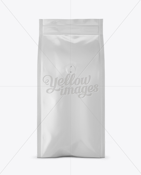 Matte Coffee Bag With Valve Mockup - Front View