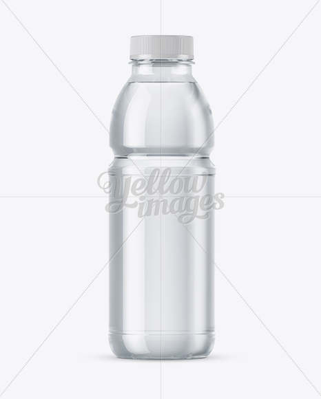 Clear PET Bottle With Water Mockup